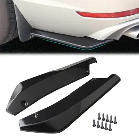 1880club 550728821451 2pcs Universal Anti-scratch Car Rear Bumper Lip Wrap Diffuser Splitter Black