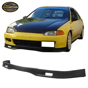 4caroption 198073078740 Fits 92-95 Honda Civic Coupe And Hatchback Spoon Style Front Bumper Lip Spoiler Pu