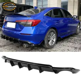 4car-bld-hc224fec-gbk 4caroption Fits 22-24 Honda Civic 11th Fe-c Style Rear Bumper Lip Diffuser Gloss Black