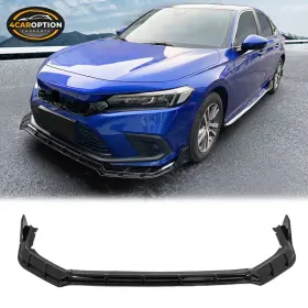 4car-blf-hc224fec-gbk 4caroption Fits 22-24 Civic 11th Fe-c Style Gloss Black Front Bumper Lip Spoiler 3pcs