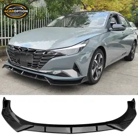 4car-blf-hyel21serg3p-gbk 4caroption Fits 21-23 Elantra 4dr Front Bumper Lip Spoiler Splitter Pp Gloss Black 3pcs