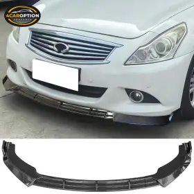 4car-blf-ig37410ik3p-cfl 4caroption Fits 10-13 Infiniti G37 Ikon Style Front Bumper Lip Carbon Fiber Print 3pcs
