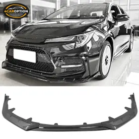 4car-blf-tcl204seik3p-cfl 4caroption Fits 20-24 Corolla Se Xse 4d Front Bumper Lip Spoiler Carbon Fiber Print 3pc