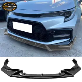 4car-blf-tcl204sev23p-cfl 4caroption Fits 20-24 Corolla Se Xse C Style Front Bumper Lip 3pcs Carbon Fiber Print Pp