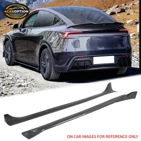 4car-bls-tsly25ik2p-cfl 4caroption Side Skirts Fits 25-26 Tesla Model Y Juniper Carbon Fiber Print Rocker Panel 2pc