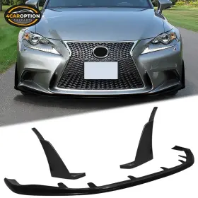 4car-blfw-lis14jdm-pu 4caroption 840217317290 Fits 14-16 Lexus Is F Sport Jdm Style Front Bumper Lip And Splitter Winglets