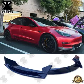 Ut-tesla-m3-fl2-gb 8tpart For Tesla Model 3 17-2023 V Style Front Bumper Lip Splitter Spoiler Gloss Black