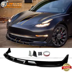 Ut-tesla-m3-fl5-gb 8tpart For Tesla Model 3 2017-2023 Front Bumper Lip Splitter Spoiler Gloss Black