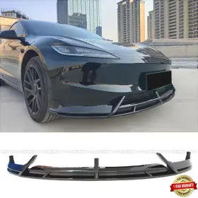 W2-tesla-24m3-fl2-gb 8tpart For Tesla Model 3 2024-2025 Front Bumper Lip Splitter 3pcs - Glossy Black