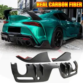 Aacarfans 569807017453 For Toyota Supra Gr A90 Mk5 Real Carbon Rear Bumper Diffuser Lip Side Splitter
