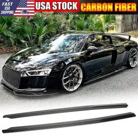 Aacarfans Factory 3569577273974 2pcs Real Carbon Side Skirt Extensions Lip Protector Fits Fit Audi R8 2016-2018