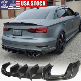 Aacarfans Factory 569807668587 For Audi S3 A3 Sline 8v.5 2017-20 Real Carbon Rear Bumper Diffuser Chin Bodykit