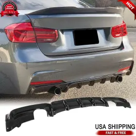 Acarking Factory 569807501594 For Bmw F30 320i 325i 2012-18 Real Carbon Rear Bumper Diffuser Lip Dual Exhaust