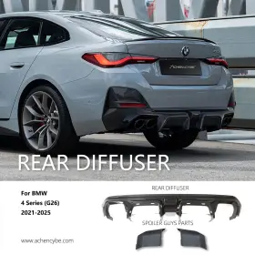 Achen&cybe 975590610233 Achencybe G26 Carbon Fiber Rear Diffuser For 2021-2025 Lower Bumper