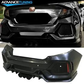 Adv-bkp-hc16ctr-r Advancetuning 198073504690 Fits 16-21 Honda Civic Sedan Ctr Type-r 10th Gen Rear Bumper Cover Conversion Pp