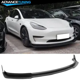 Adv-blf-tsl317ik43p-mbk Advancetuning 198073531344 Fits 17-23 Tesla 3 Ikon V4 3pc Front Bumper Lip With Side Winglets Matte Black Abs