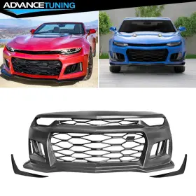 Blc-cc16zl1-gbk Advancetuning 198073574488 For 19-24 Chevy Camaro 2dr Zl1 Front Bumper Cover Conversion Gloss Black Canards