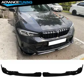 Adv-8-blf-g20mplci23-gbk Advancetuning For 23-24 Bmw G20 3-series Lci M340i Gloss Black Front Bumper Splitters Mp Style