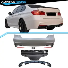 Adv-8-rb-mpf30-1213-2h1m Advancetuning Fits 12-18 Bmw F30 3 Series M Performance Rear Bumper Single Muffler Twin Outlet