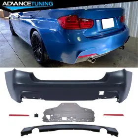 Adv-bkp-bf30mt335-r Advancetuning For 12-18 Bmw F30 3 Series 4dr Rear Bumper Cover 335i Single Muffler Twin Outlet