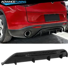 Advancetuning Adv-bld-arste18vl-gbk Fits 17-26 Alfa Romeo Stelvio Gloss Black Rear Bumper Diffuser Lip Abs - V Style