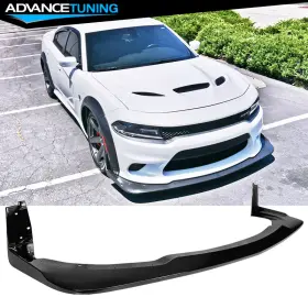 Adv-blf-dchr15srtwb-gbk Advancetuning Fits 15-23 Dodge Charger Srt Widebody Style Front Bumper Lip Abs Unpainted Black