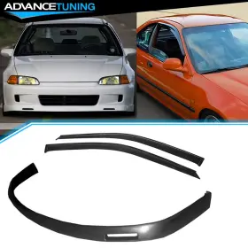 Adv-blf-hc923bys-pu Advancetuning Adv-blf-hc923bys-pu/wd-hc923 Fits 92-95 Honda Civic 2dr 3dr Bys Style Front Bumper Lip Slim Window Visors