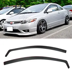 464670 Aftermarket Products For 06-11 Honda Civic Side Window Visors Oe In-channel 2dr Coupe Si Jdm
