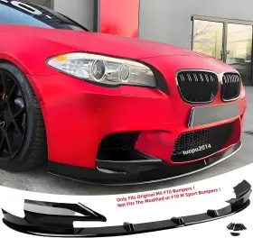 4-segment Aftermarket Products Ece306us For Bmw M5 F10 Front Bumper Splitter Lip Style Glossy Black 2012-2016