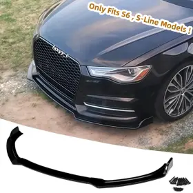 Fxd036us Aftermarket Products Front Splitter Lip For Audi A6 S-line S6 16-18 Gloss Black Air Dam Chin Body Kit
