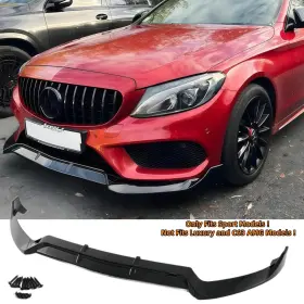 Fxe293-mz292us Aftermarket Products Gloss Black Front Splitter Lip Body Kit For Mercedes C Class W205 C205 2015-2018