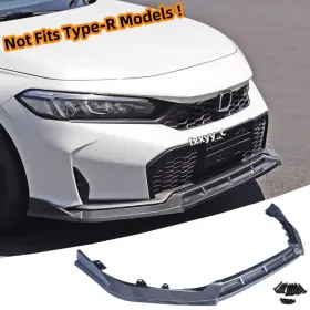 Fxe379us Aftermarket Products Front Lip Splitter For Honda Civic 2025 2026 Carbon Fiber Look Air Chin Body Kit
