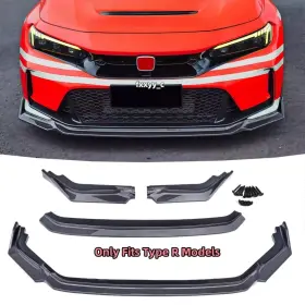 Fxe472us Aftermarket Products Front Splitter Lip For Honda Civic Type R 2023-2025 Carbon Fiber Style Body Kit