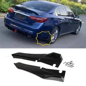 Fxe643us Aftermarket Products Lh Rh Glossy Black Rear Bumper Side Corner Splitter Apron For Infiniti Q50 2014