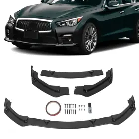 Ta0095 Aftermarket For Infiniti Q50 Premium Base Sedan 14-17 Glossy Black Front Bumper Lip Spoiler