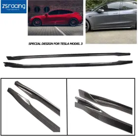 Lkt049 Annx For Tesla Model 3 2017-2023 100% Carbon Fiber Side Skirts Extension Lip Kit