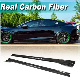 Apex-carbon 569807062064 For Tesla Model S Plaid 2021-2024 Real Side Skirt Extension Lip Spoiler