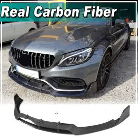 C205 Apex-carbon 569807508135 For Mercedes Benz W205 C63 Amg Coupe 2015-2021 Front Bumper Lip Real