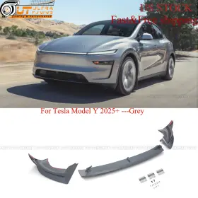 Tesla-25my-fl1-gr Apext Grey Style Abs Front Bumper Lip Spoiler Splitter 3pcs For Tesla Model Y 2025