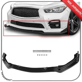 App161095a01 App Front Bumper Lip For 2014 C2017 Infiniti Q50 Base Premium Black