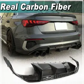 Hd483 Audi For S3 8y Sedan 2021-24 Real Carbon Fiber Rear Bumper Diffuser Lip Spoiler