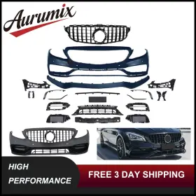 Aurumix Auot002779a B C D Front Bumper Kit 2015-2021 Mercedes Benz W205 C Class To C63 Amg Facelift