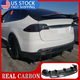Auto-parts 569807420628 For 16-18 Tesla Model X Real Carbon Rear Bumper Diffuser Lip Bar Cover Body Kits