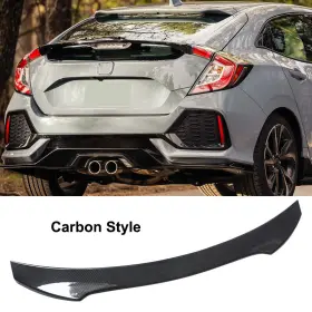 At-16civic-2sp1-cf Autodepots Fits 2017-2020 2021 Honda Civic Hatchback Carbon Style Rear Trunk Spoiler Wing