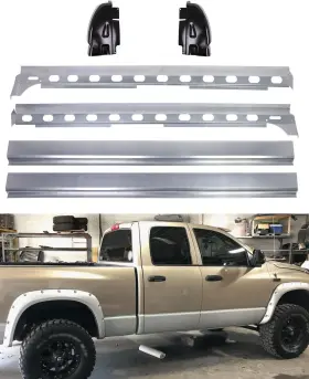 C-198 Autoholic Cab Corner Rocker Panel Fit For 2002-2008 Dodge Ram 1500 Quad Rust Silver