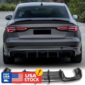 17-20sport Automods Factory 883235148163 Carbon Fiber Rear Bumper Diffuser Lip Spoiler For Audi A3 S3 Rs3