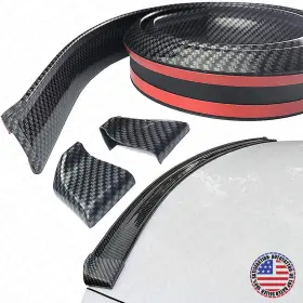 Spl-59 Autotattoo Universal 4.9ft Carbon Fiber Pu Car Rear Roof Trunk Spoiler Wing Lip Sticker Kit