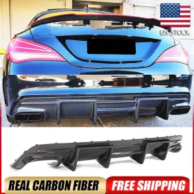 Autoturning7 569794567412 For Benz W117 C117 Cla250 Cla45 2013-2019 Real Carbon Rear Bumper Lip Diffuser