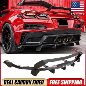 Autoturning7 569806986040 For Chevrolet Corvette C8 Z06 22-24 Real Carbon Rear Bumper Diffuser Lip Spoiler