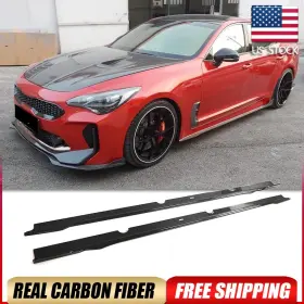 Autoturning7 569806987238 For Kia Stinger 2018-2023 Real Carbon Side Skirt Extension Lip Spoiler Body Kit